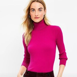 Pink Ribbed Turtleneck Sweater From Loft
